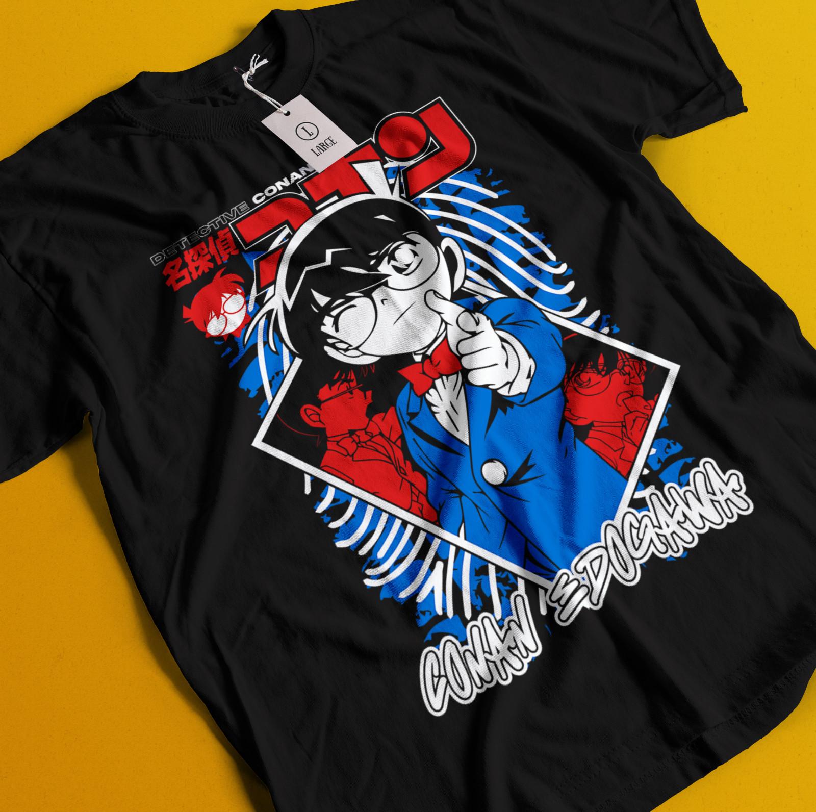 Detective Conan T-Shirt Mens Womens Tees Top Detective Conan Shirt Heiji Tee Vermouth Gin Ran Kid Cat L