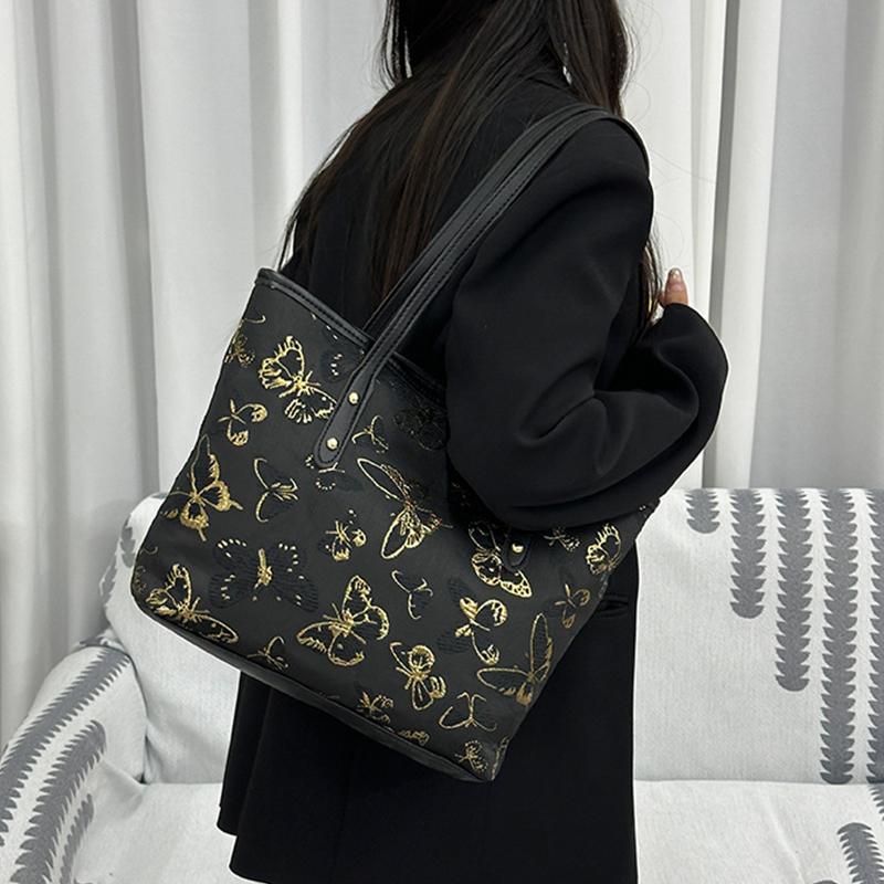Chinese Butterfly PU Leather Shoulder Bag For Women Large Capacity Underarm Purse Elegant Casual Satchel Handbag KTY