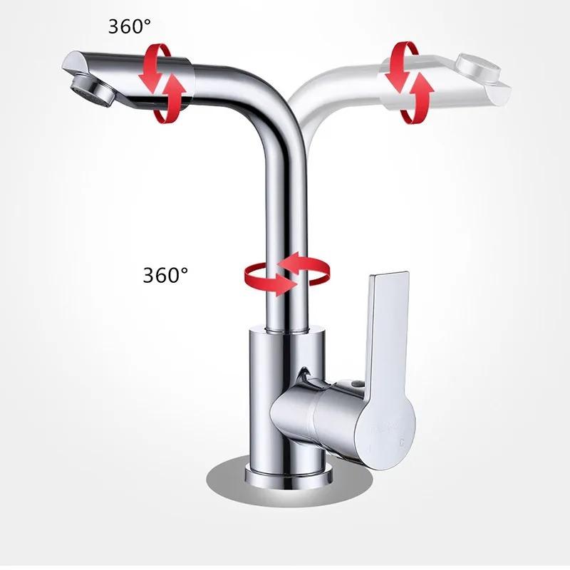 360° Rotating Basin Faucet Kitchen And Bathroom Dual-use Hot and Cold Water Splash-proof Faucet
