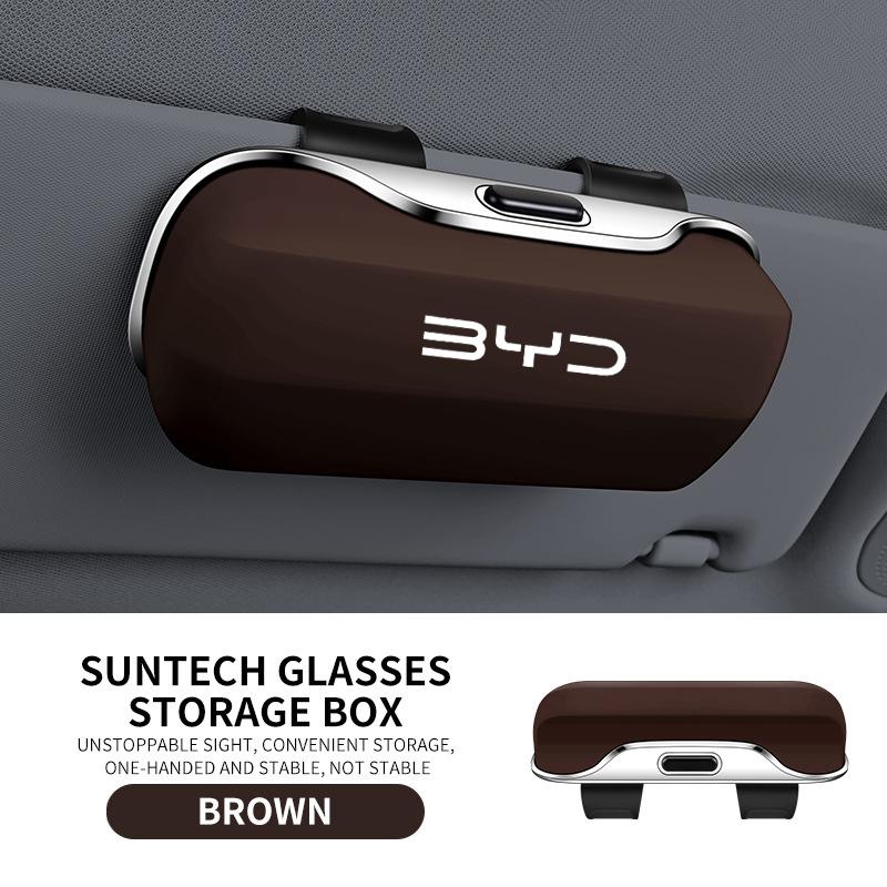 

Applicable to BYD car eyeglass cases, Qin/Song Plus, Dolphin/Seagull eyeglass holders, sunshade panels, and car accessories. коричневий