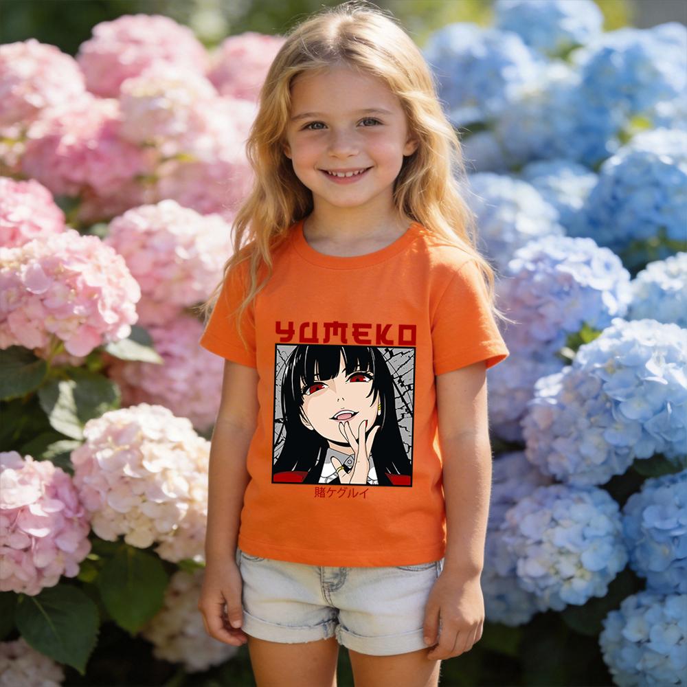Kakegurui Yumeko Jabami Anime Print Boys Girls Cotton T Shirt Casual Short Sleeve Tee Top Kids Summer Daily Wear