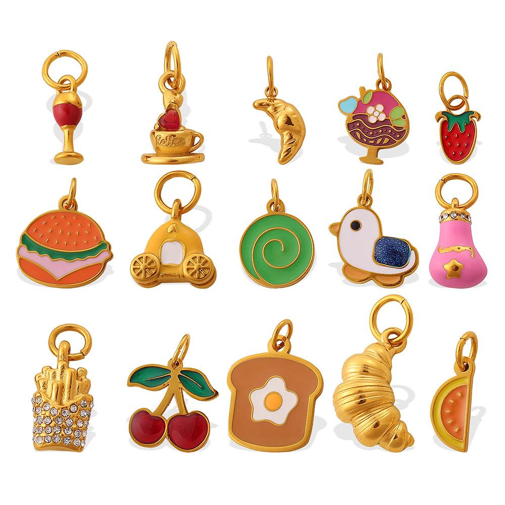  2Pcs Cute Mini Pendant From The Hamburger Fries Food Series Small Pendants Charms for Jewelry Making Supplies