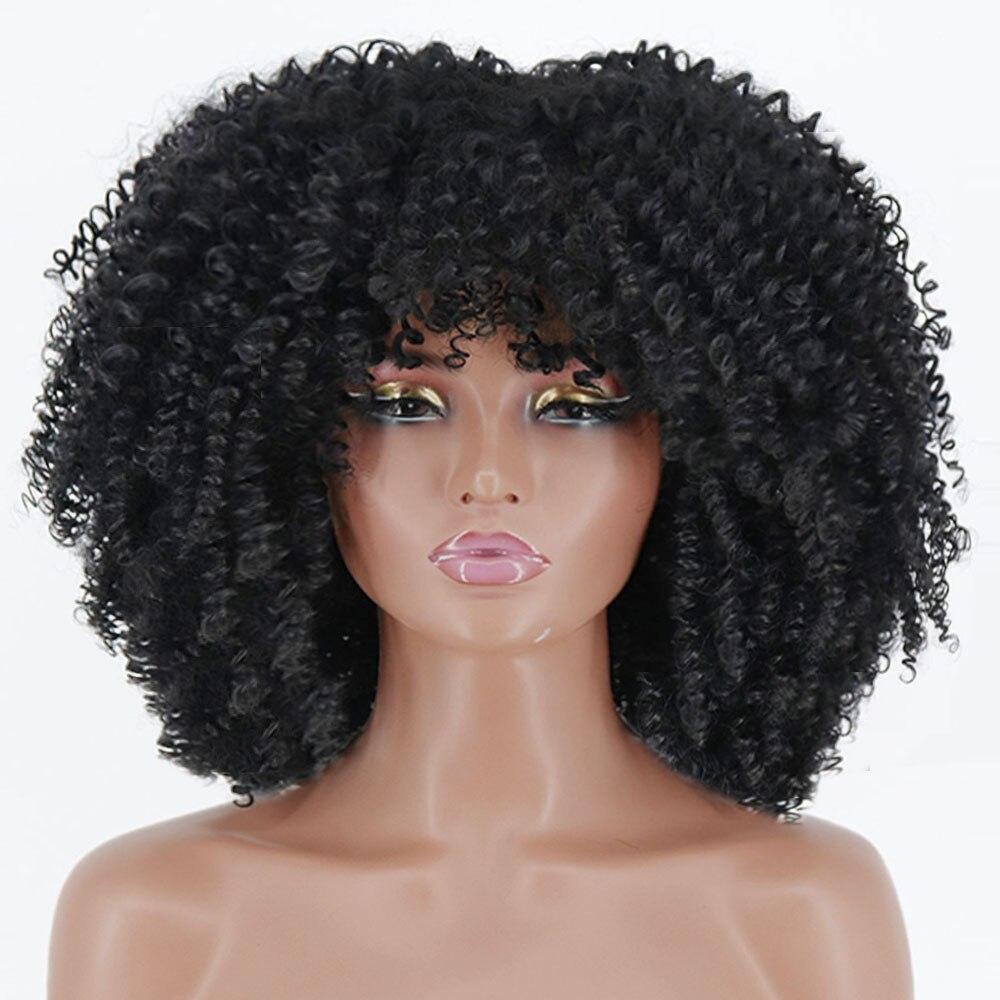 MISSQUEEN Short Afro Kinky Colly Wigs for Black Women African Cosplay Wigs Blonde Brown High Temperature Heat Resistant Fiber
