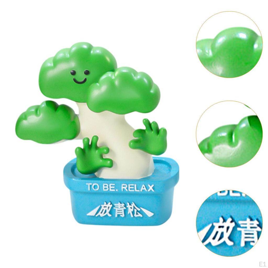 Resin Potted Green Planter Figurine Artificial Plant Pot Desk Ornament Decorative Table Cute Novelty