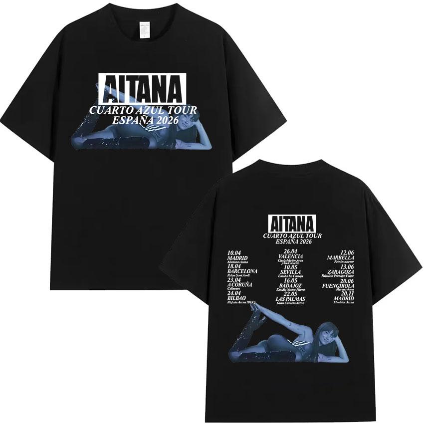 Summer Hot Sale Trendy 2025 Singer Aitana Ocana Tour Hippie T Shirts Cotton Tshirt Mens Y2K Casual Short Sleeves Tops Streetwear