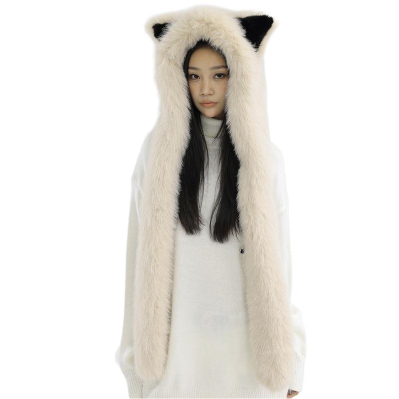 Thicken Warm Scarf Hat Lovely Foxs Ears Women Hat Outdoor Earflap Children Hat for Winter Warmth and Fashionable Look
