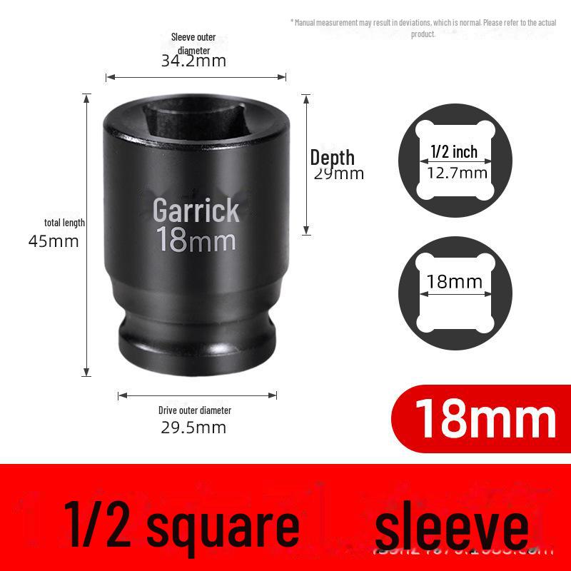 Viereckige Stecknusshülse mit Vierkantkopf, zwei äußere Vierkantlöcher, 22/24 Dafei, 12,5 mm, kleiner Luftkanonenschlüssel.