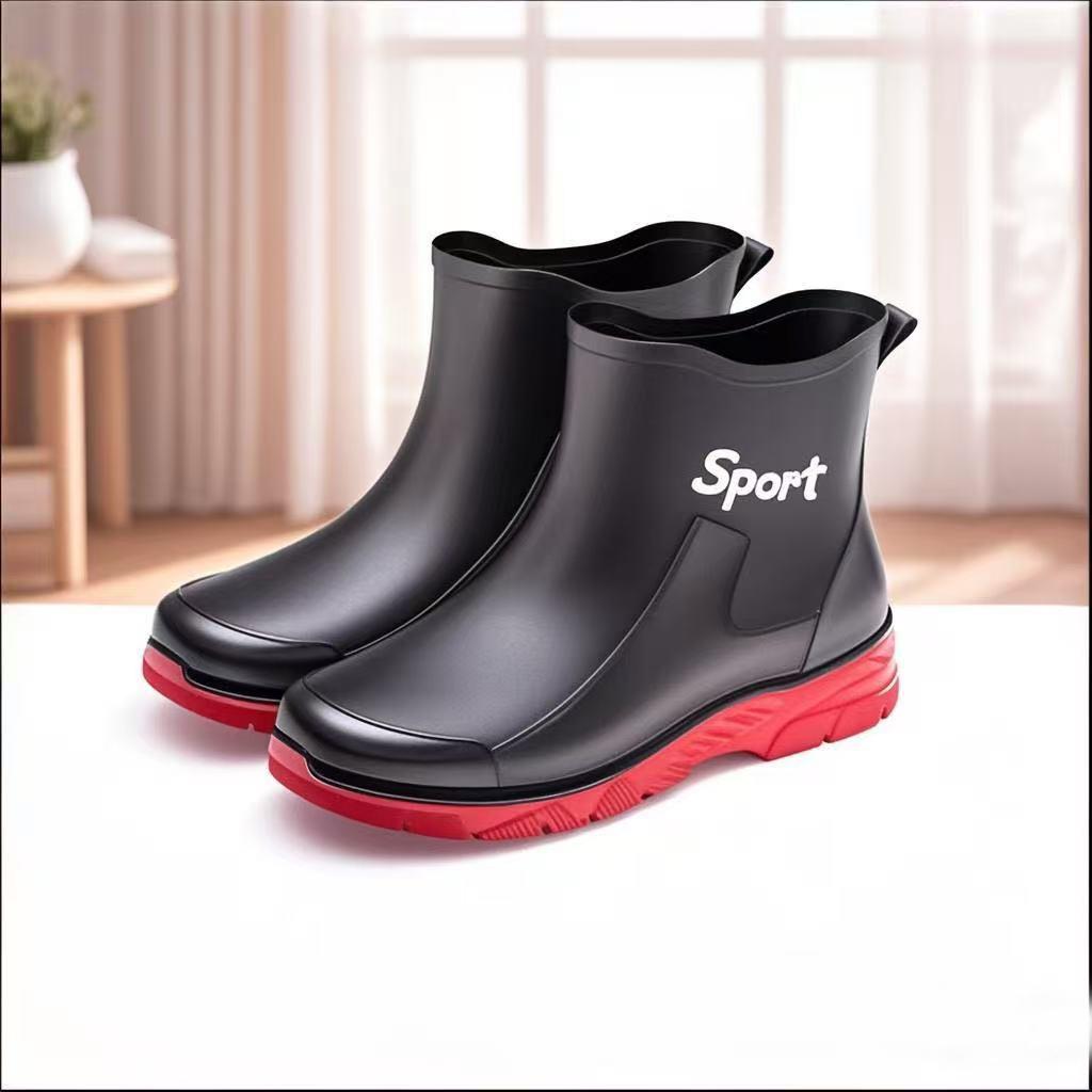 Herren mittelhohe Regenschuhe Mode Nacht reflektierend integriertes Bündel wasserdichte Schuhe rutschfeste Herrenregenstiefel Angelgummischuhe