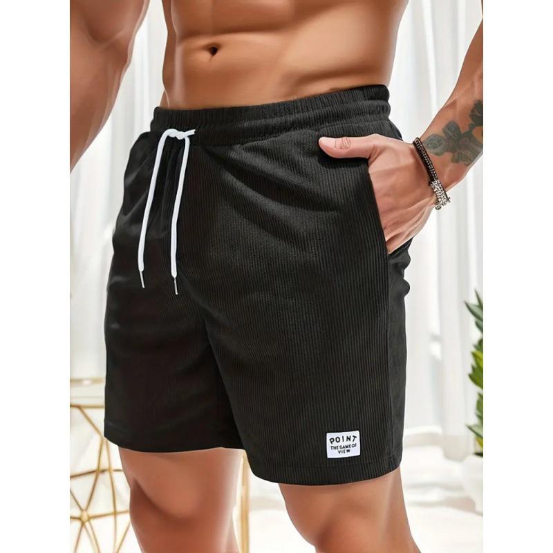 Pantaloncini Sportivi da Uomo in Velluto a Coste Monocolore con Lacci 2026