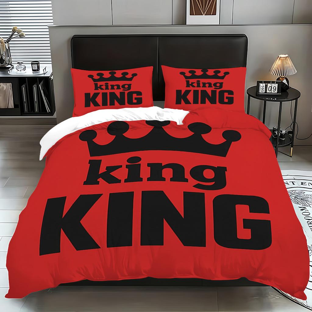 Letter Crown Bed Three-Piece Quilt Cover Bedroom Quilt Cover Pillowcase Bedding Direct Sales