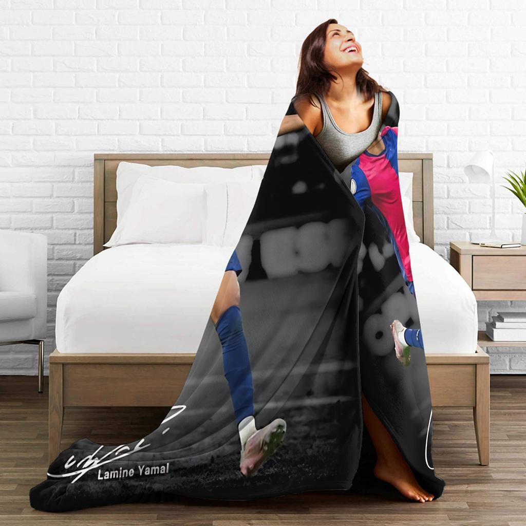 Lamine Y-Yamal Decken Camping Flanell Überwurfdecke Für Heimdeko Weiches Design Qualitäts Tagesdecke Geschenkidee