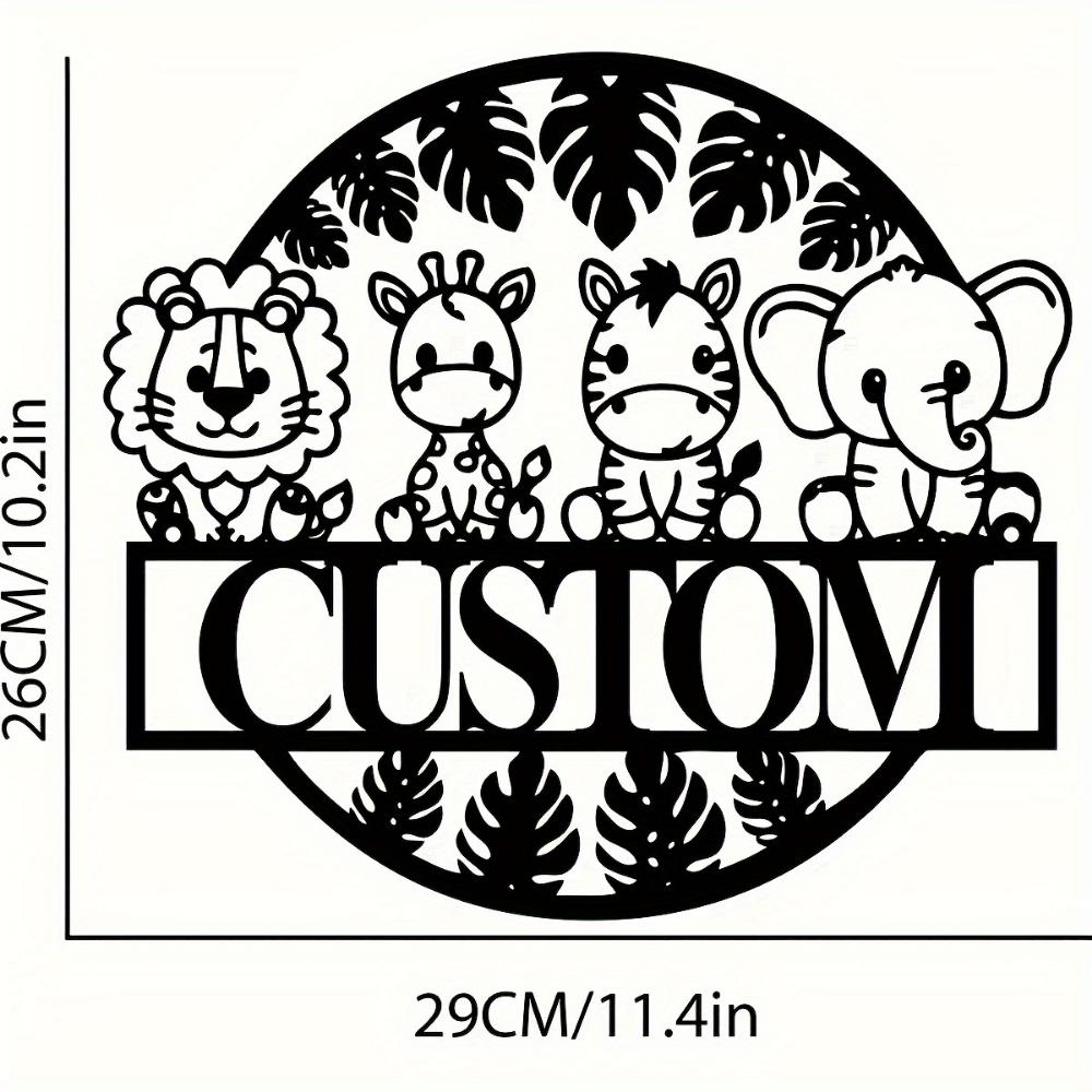 Safari Animal Metal Wall Art for Kids Room Nursery Durable Vintage Tin Sign Personalized Jungle Theme Decor