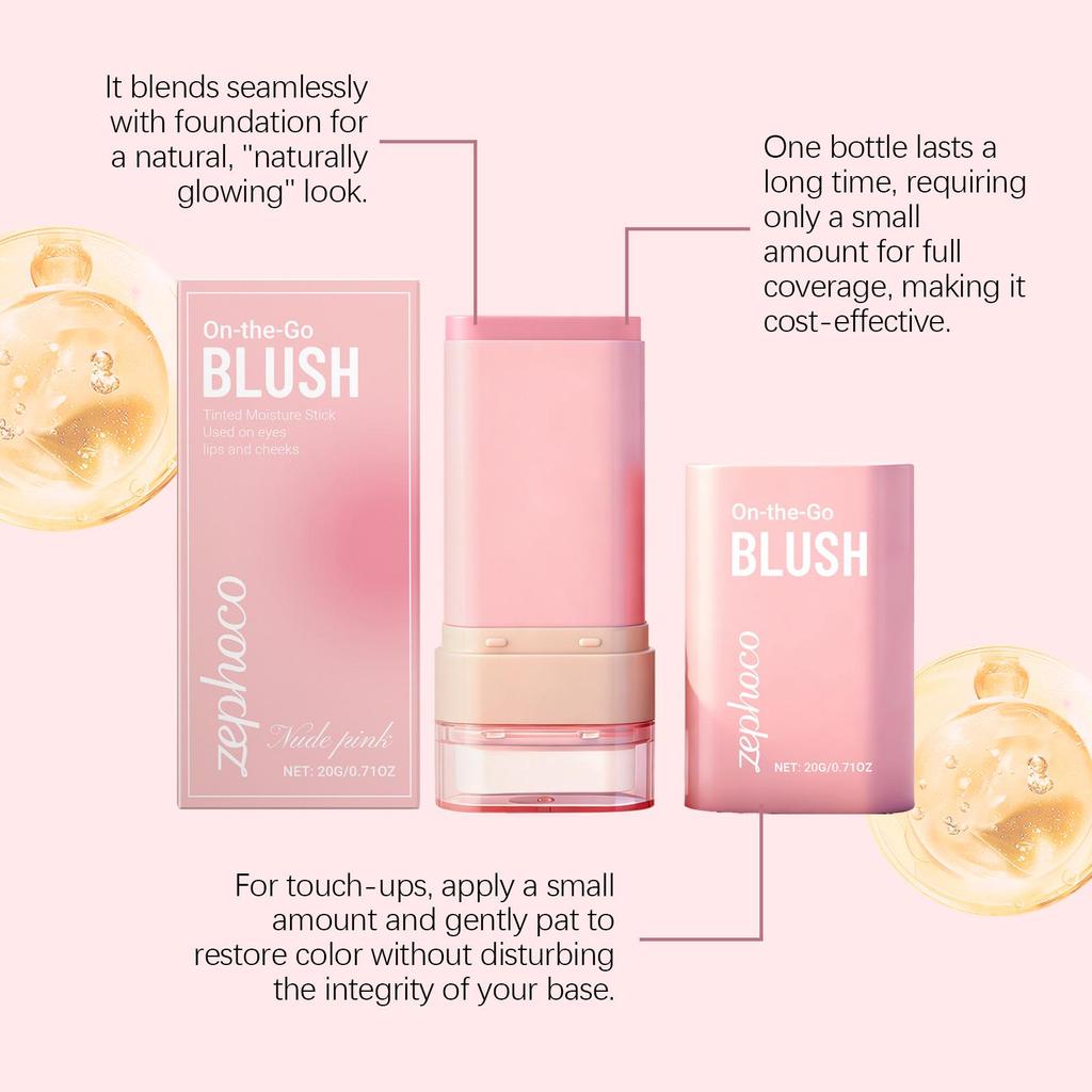 Zephoco 2-in-1 Blush Stick in Nude Pink - Perfect for Daily Wear and Dates