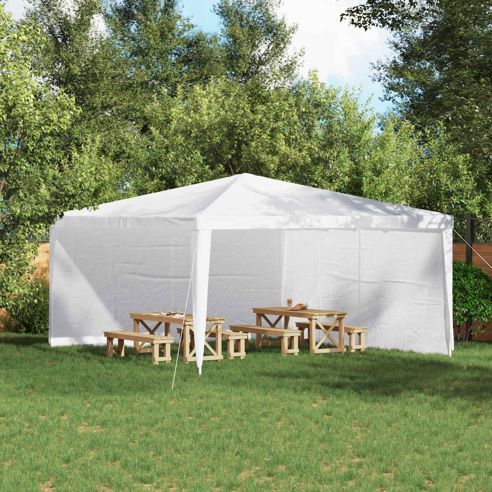 Partyzelt Seitenwand 2 Stück Weiß 400 x 195 cm PE und Stahl