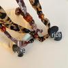 Retro Paisley Leopard Print Silk Scarf Necklace with Beaded Pendant - Women's Versatile Long Sweater Chain for Autumn & Winter.