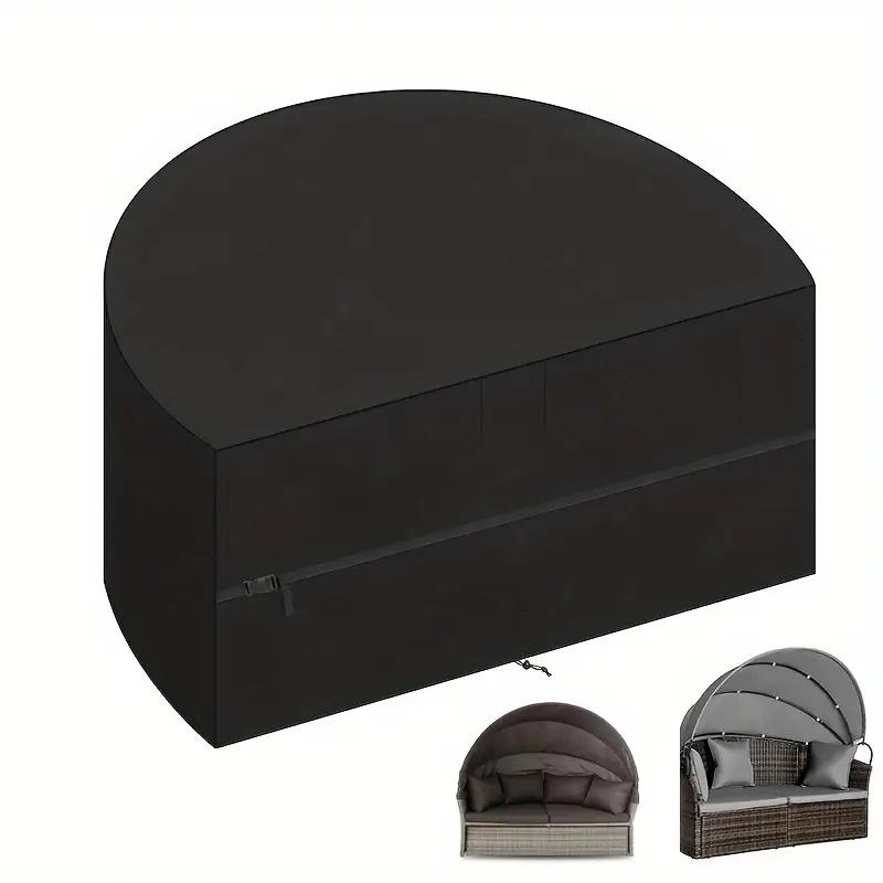 

Heavy Duty Outdoor Round Canopy Daybed Cover - All-Weather High Quality Sofa Bed Protector with Elastic Snap/Fastener Closure 205x110x80cm чёрный