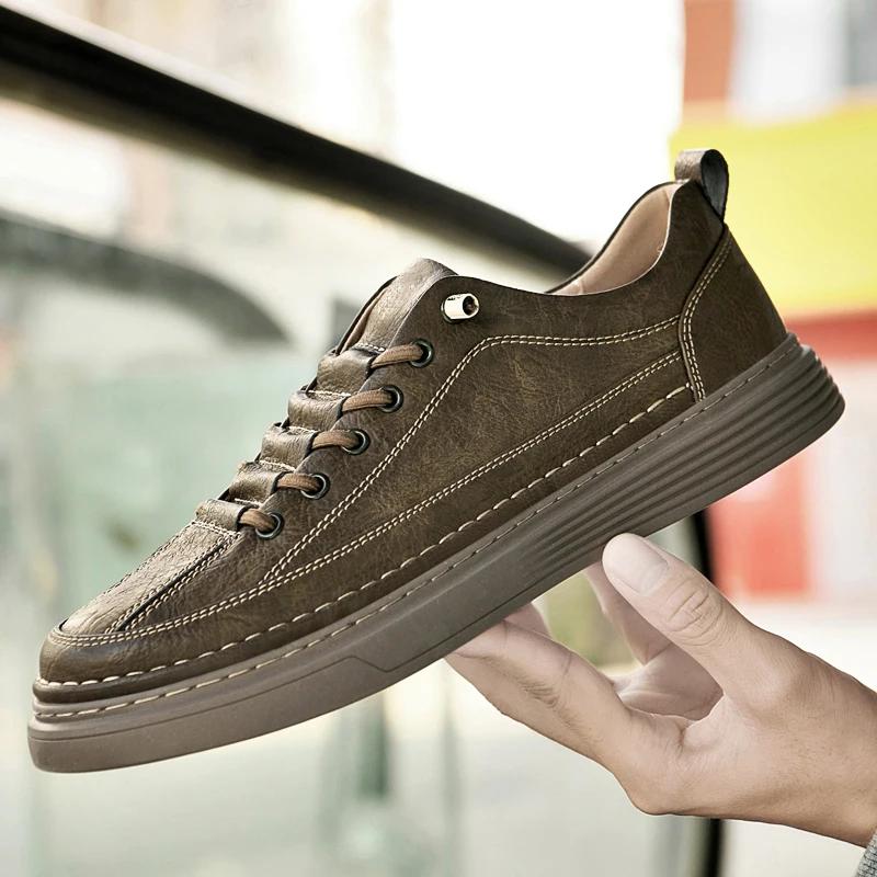 

Модный бренд Мужская спортивная повседневная обувь на шнуровке Коровья замша Натуральная кожа Мужские удобные лоферы для вождения Новые мужские классические уличные оксфорды 37 хаки