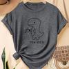 Women Summer T Shirt Retro Fashion Short Sleeve Tees Casual Dinosaur Printed  Tops