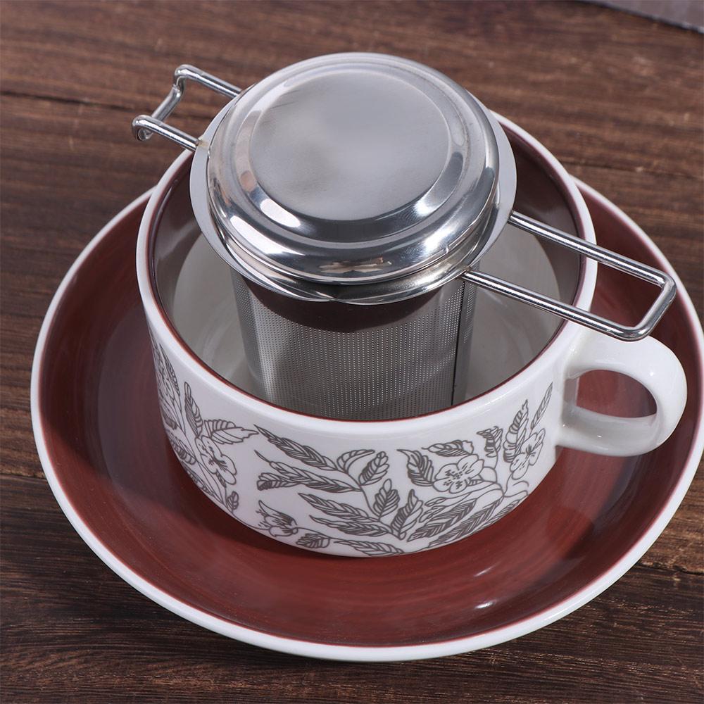 Stainless Steel Tea Filter with Lid Tea Brewer Household Tea Strainer Teapot
