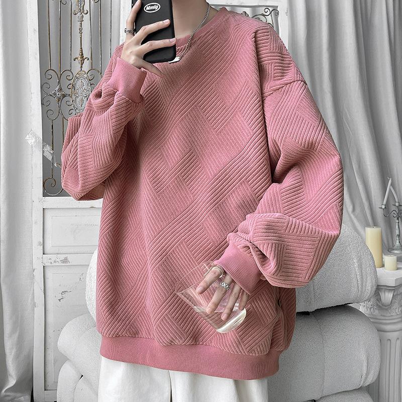 Svetr Pánský Jarní a Podzimní Nový Ležérní Žakárový S Dlouhým Rukávem Kulatý Výstřih Bunda Pánské Sportovní Topy Pánská Spodní Trička