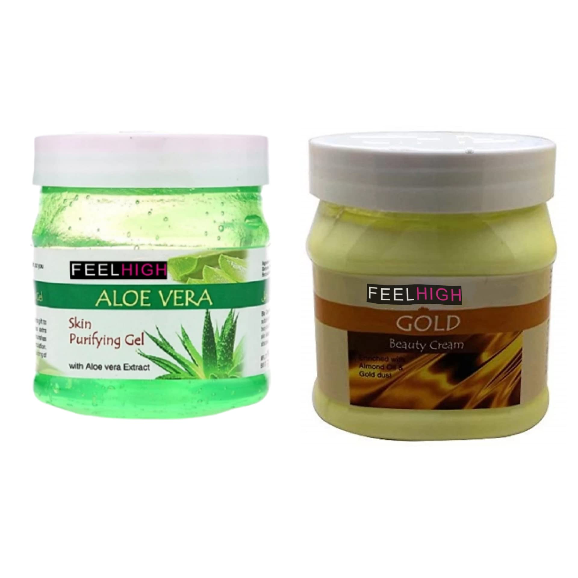 Feelhigh Aloe Vera Gel 500gm And Moisuturizing Cream 500ml -Skin Care product -Facial Product (AloeveraGelAndGoldcream)