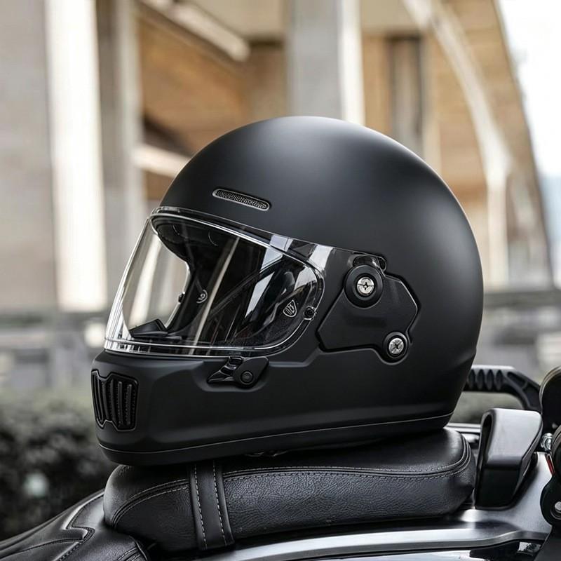 DOT Retro Full Face Motorcycle Helmet 3C Certified Small Shell Men Women Scooter Cruiser With Bluetooth