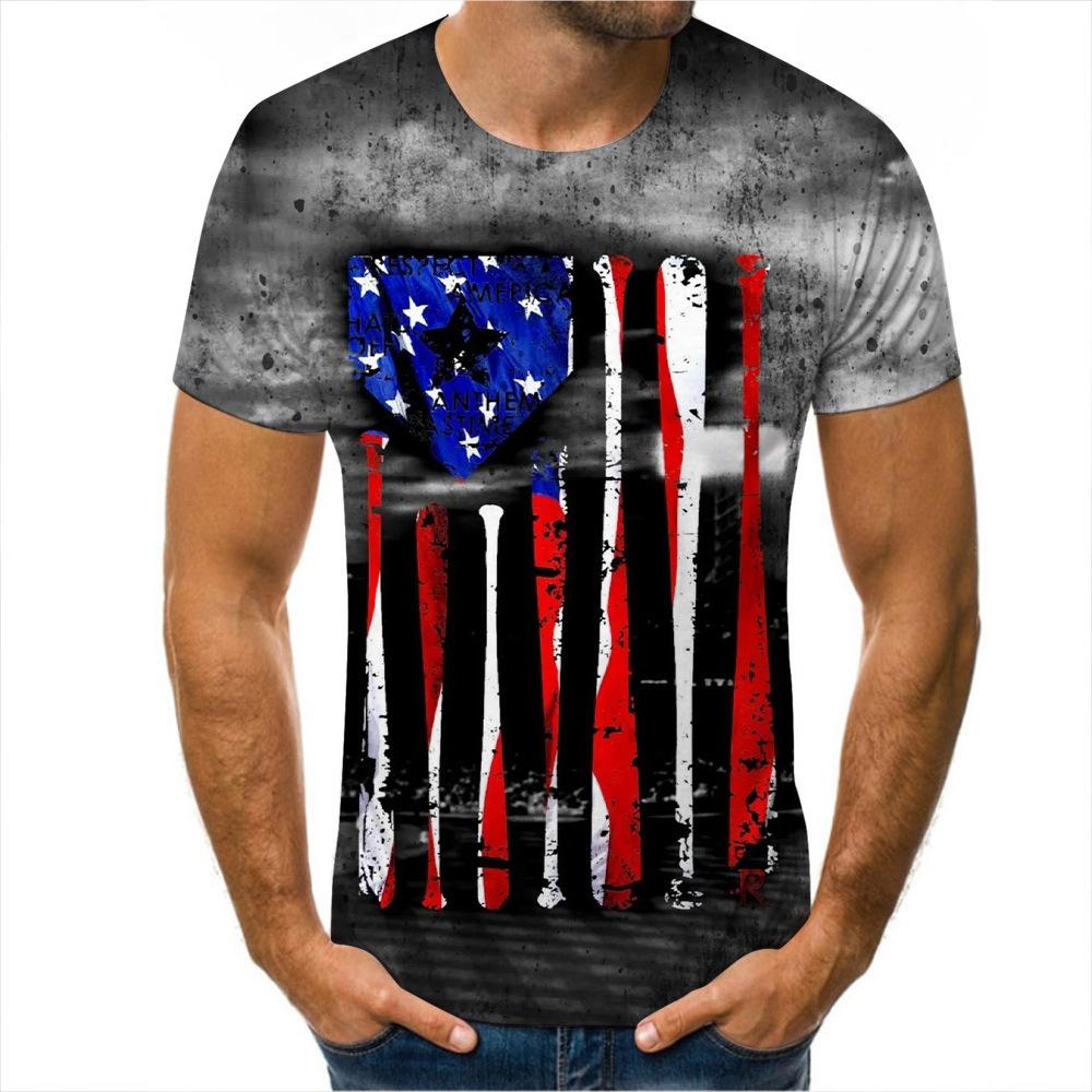 Men Summer Outfit Tee 3D Flag Money Print T Shirt Casual O Neck Short Sleeve Loose Tops Breathable Sportwear T Shirts