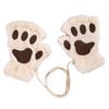 Cartoon cat claw gloves women's winter cute girl bare finger thickened warm bear paw plush half finger gloves
