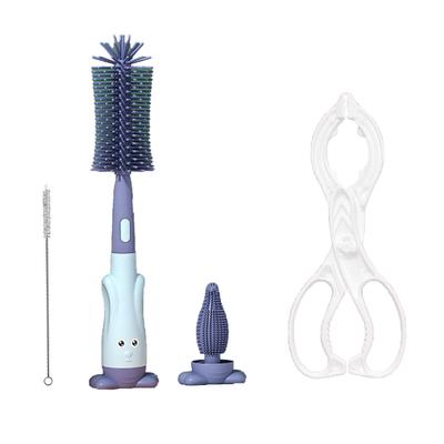 Baby Bottle Cleaning Brush Set with Bottle Clip Safe Food Grade Silicone No Odor Environmental