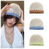 Handmade Crochet Flower Hat Thin Hollow Out Knitted Hat Cute Weave Cap  Girls