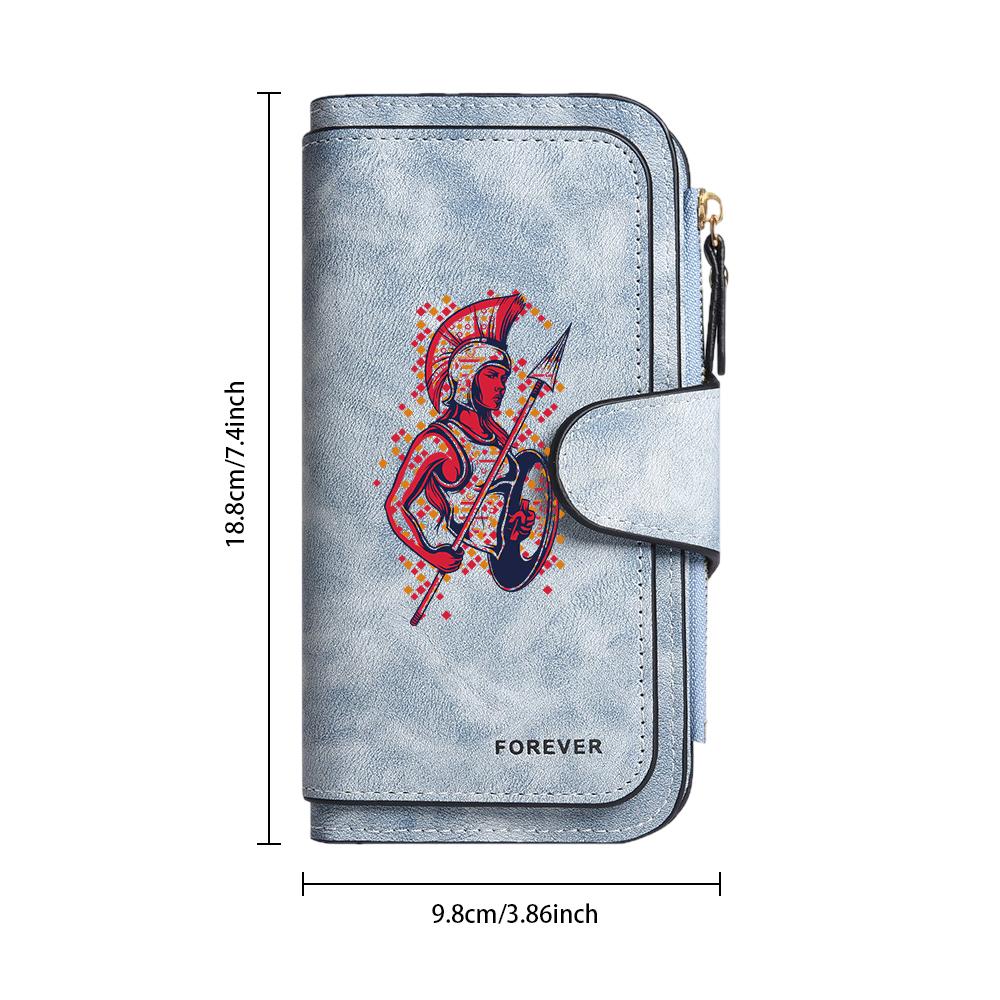 Stylish Warrior Pattern Long Wallet Multi Card Holder Purse for Daily Use