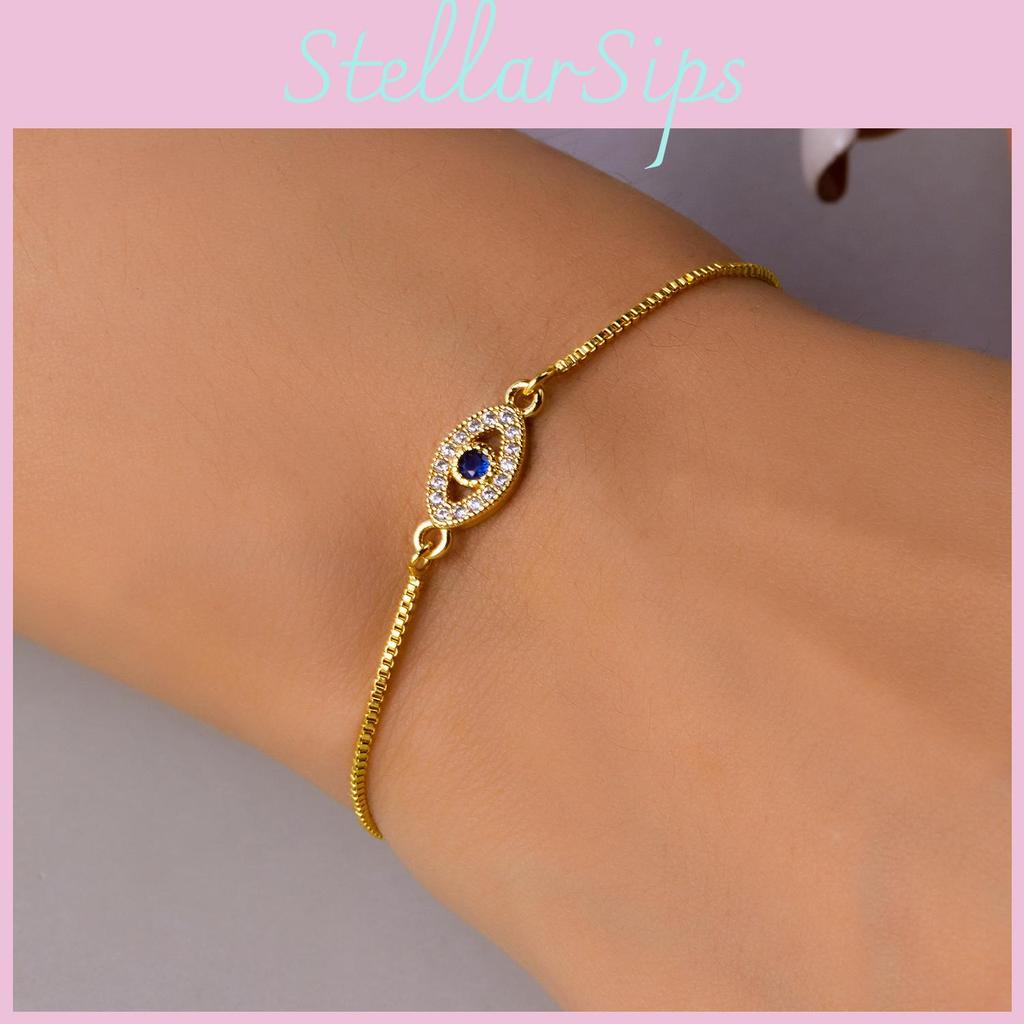 Fashion Pulling Bracelet With Blue Eye Design And Rhinestone Decor For Summer Gift For Men Women