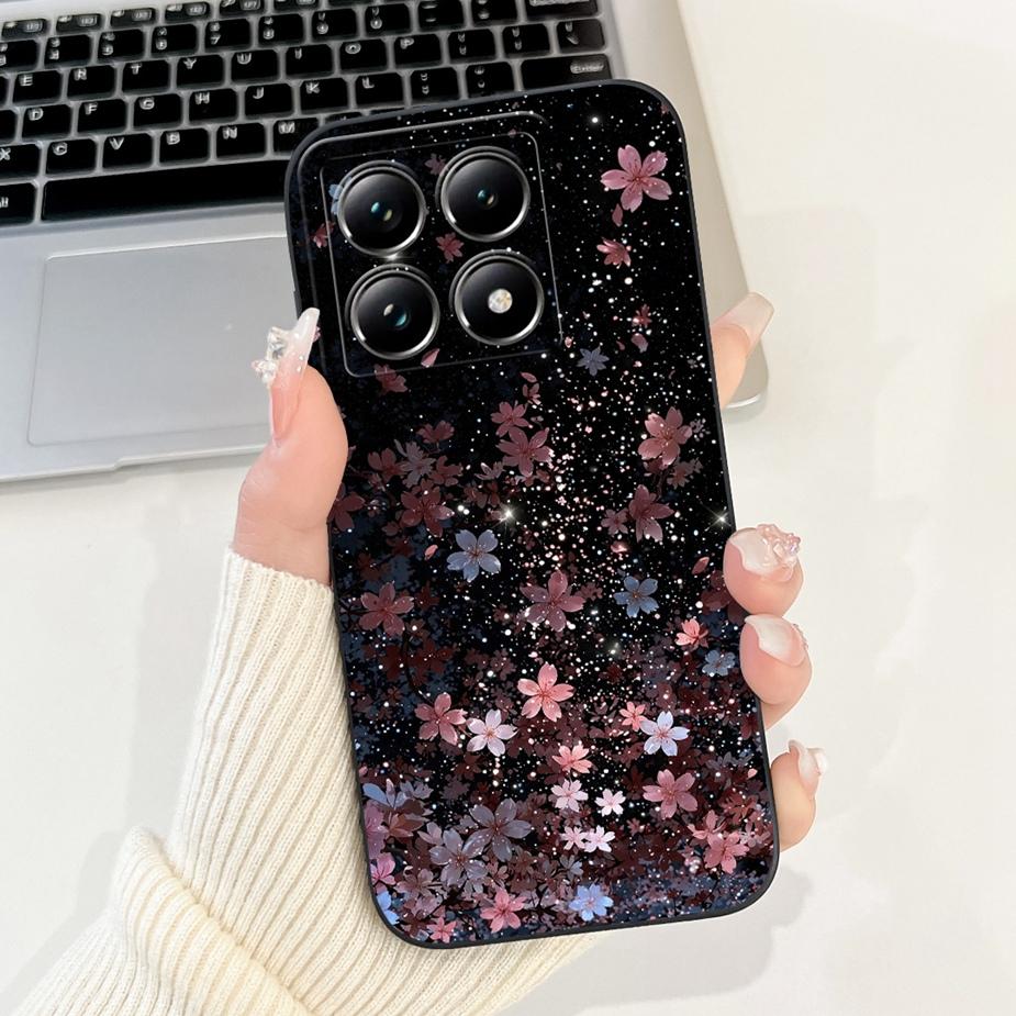 For Xiaomi 14T Pro Case Stylish Flowers Cartoon Cover Shockproof Soft TPU Phone Case For Xiaomi Mi 14T Pro Mi14T 5G Fundas Coque