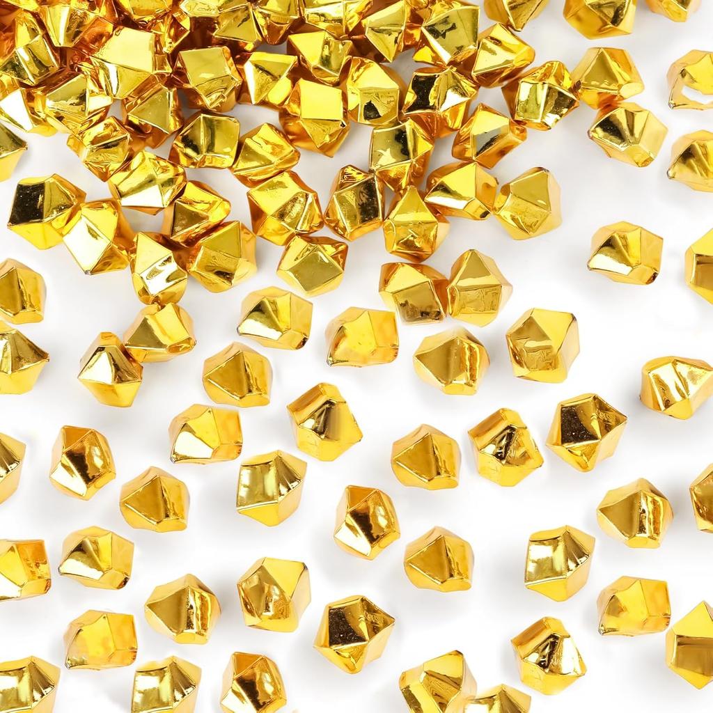 DomeStar 550PCS Gold Vase Fillers, Acrylic Fake Crushed Ice Fake Rocks Gold Nuggets Gems Plastic Diamonds for Vase Fillers Centerpiece Table Scatter