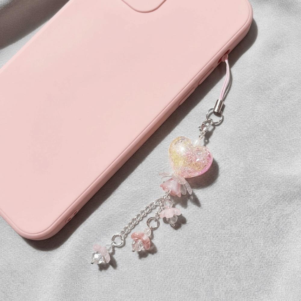 Floral Design Flower Bag Pendant Sweet Mobile Phone Pendant Heart-Shaped Keychain  Key Accessory