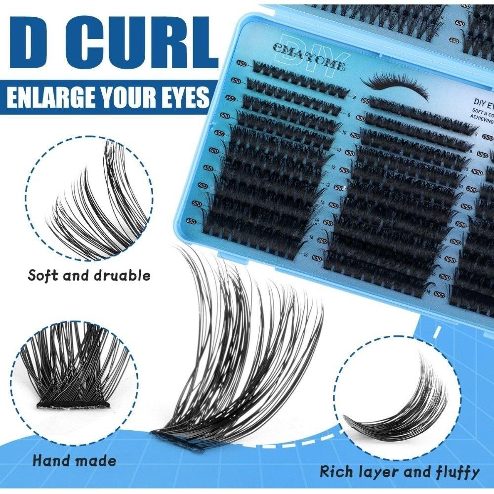640Pcs 8-16mm Length False Eyelashes Wispy Style 3D Faux Mink Lash Eye Makeup Tools  Cat Eye Look