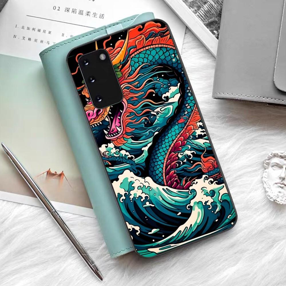 Japanese Wave Anime Dragon Phone Case For Samsung S 9 10 20 21 22 23 30 23 24 Plus Lite Ultra FE S10lite Fundas