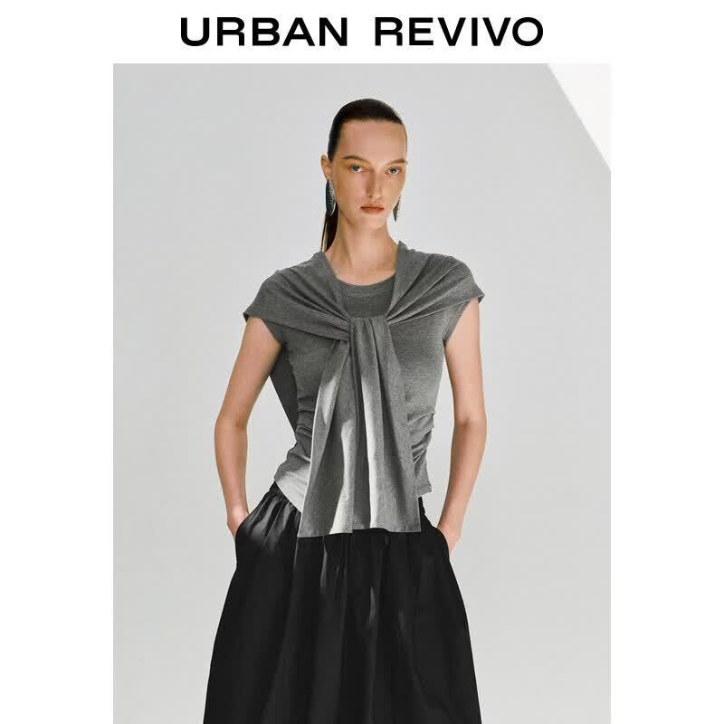 UR Women s Fake Two-Piece Pleated T-shirt S