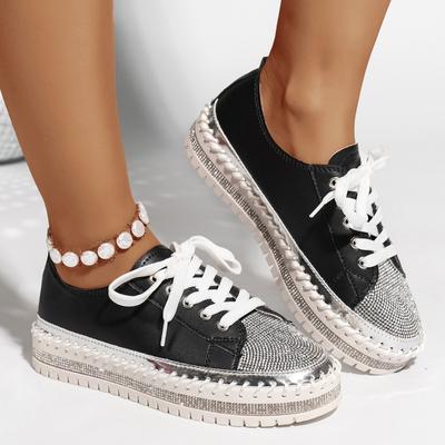 Large Size Casual Single Shoes Women's Spring New Flat Bottom Round Head Lace-up Color Matching Fashion Single Shoes Women