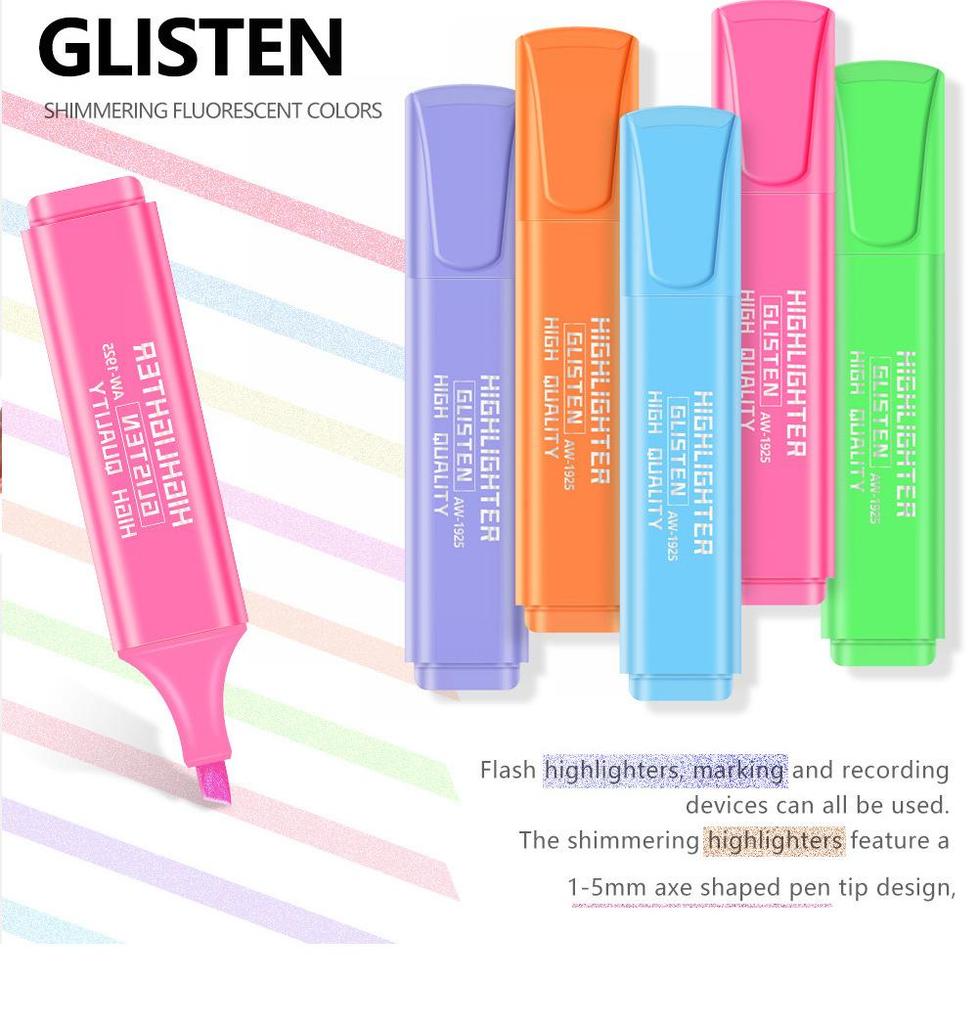 8 Pastel Macaron Highlighters Chisel Tip 1-5mm Quick Dry Non-Toxic Fluorescent Marker Pens for Student Teacher School Office Journal Notes
