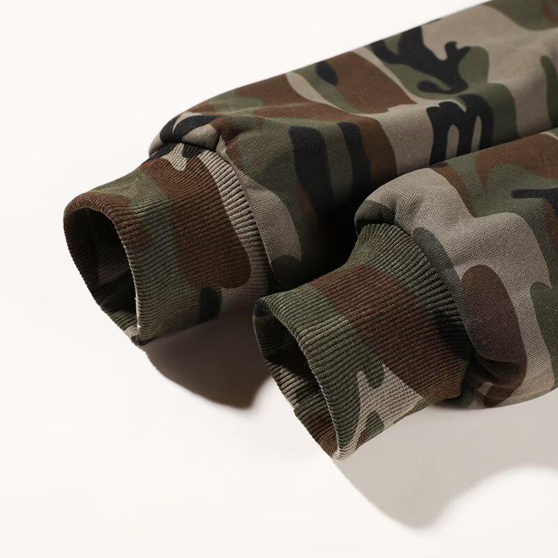 American Retro Camo Streetwear Hoodie for Men & Women - Trendy Unisex Zipper Jacket