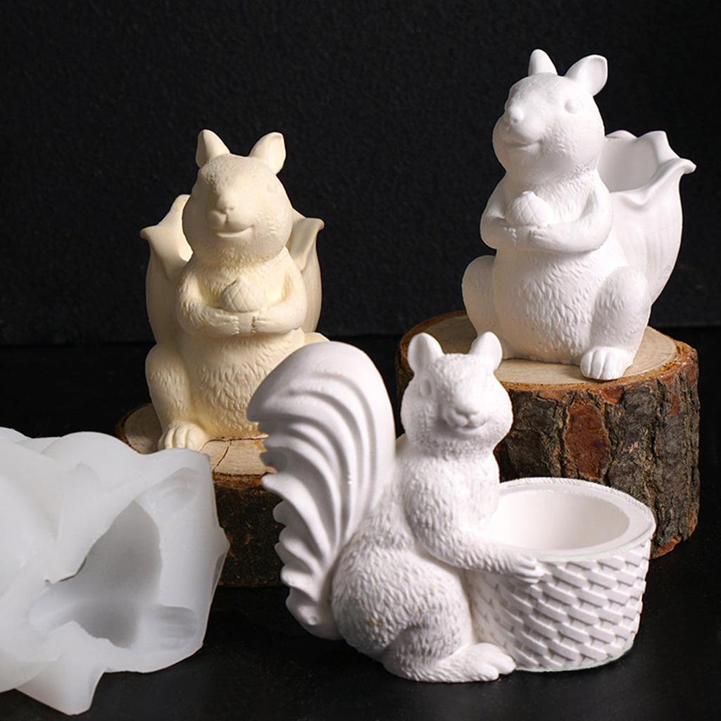 Food Grade Silicone Squirrel Basket Mould Set 2Pcs Crafting Tool for Resin Plaster Storage Box