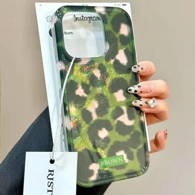 Phone Case For iPhone 17 16 15 14 13 11 12 Pro Max Air XS 16E Plus SE2 Korean Cute Leopard Print Gradient Patern Lovely Cover