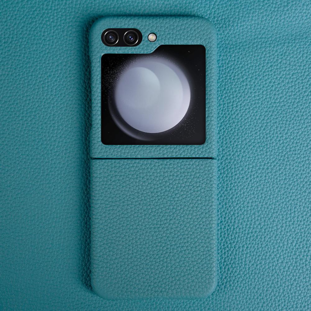 Applicable To Samsung Mobile Phone Case Flip5 Leather Leather Case High-End Protective Case Clamshell Folding Screen Zflip5 Mobile Phone Case