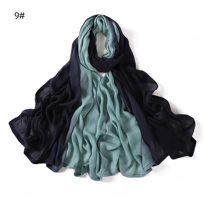 

Luxary Design Fashion Women Classic Gradient Colored Cotton Scarf Lady Soft Headscarf Solid Color Shawl Headscarf Muslim Scarf 90X185CM