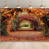 2D Plane 1 Piece of Autumn Maple Leaf Tunnel Photography Background Fabric Suitable for Studios and Households