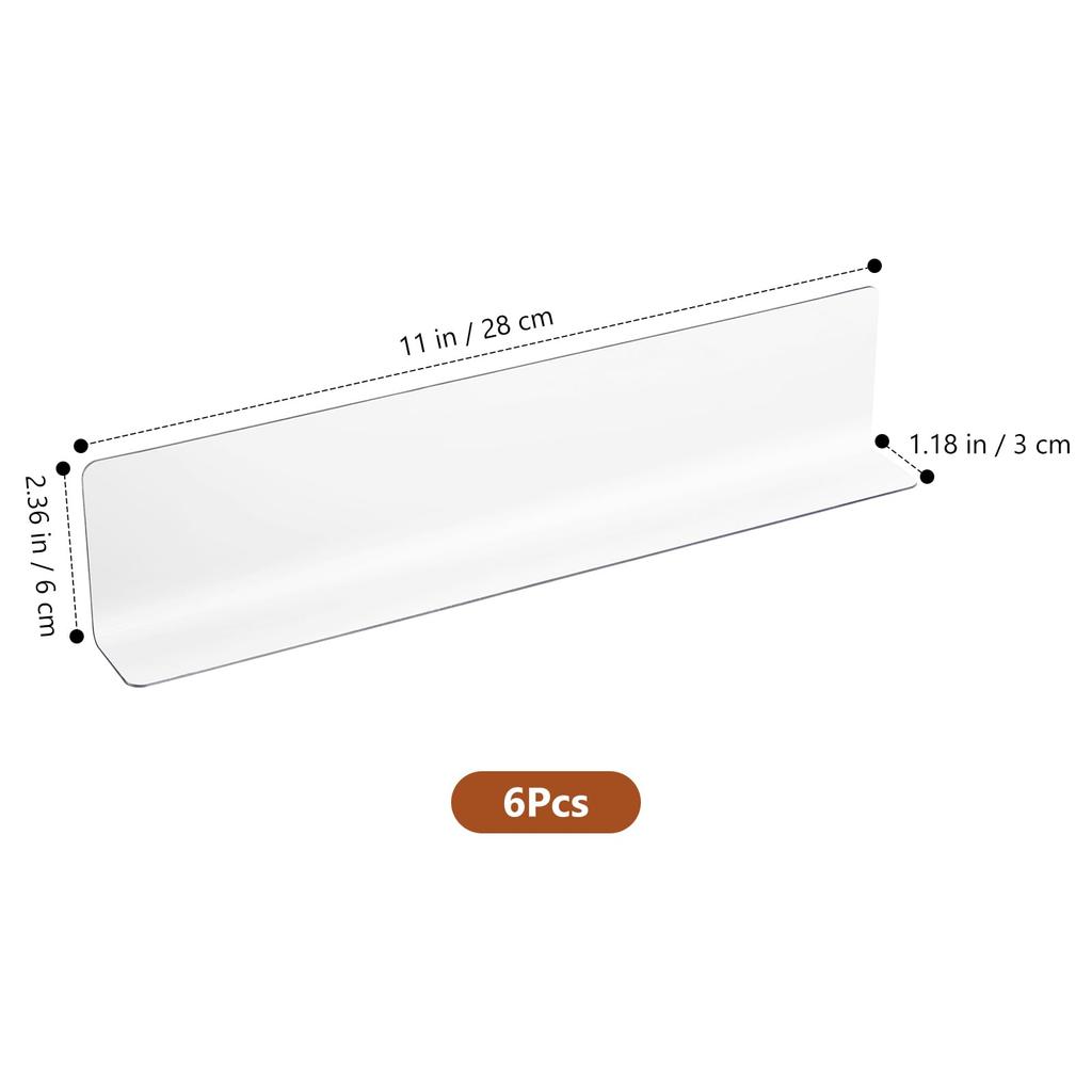 HOLIDYOYO Set Clear Divider 11 inches x for Supermarket Display Easy Gap Divider Boards 6-Piece L-Shaped Boards, 2.4 inches, Plastic, Shelving,