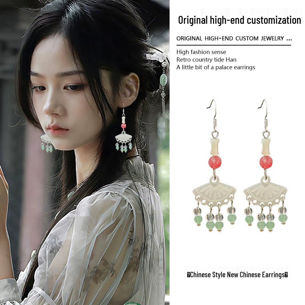 Серьги Ципао «Серебряная игла»: Элегантные, в придворном стиле, легкая роскошь, ретро-подвески для женщин