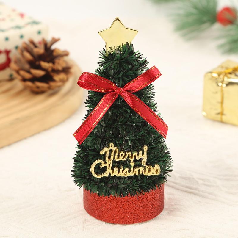 13CM Christmas Tree Mini Decoration Trees Thick Snowy Frosted Artificial Christmas Tree Tabletop With Pine