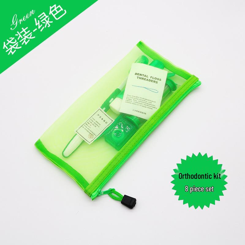 Orthodontic Care Kit: Wax, Interdental Brush, Floss, Mirror, 8-Piece Set